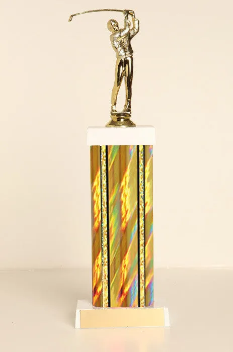 Male Golf Square Column Trophy