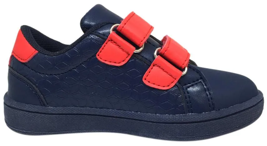 My Brooklyn The Original Boy's and Girl's Sneaker in Navy Blue with Red Double Straps