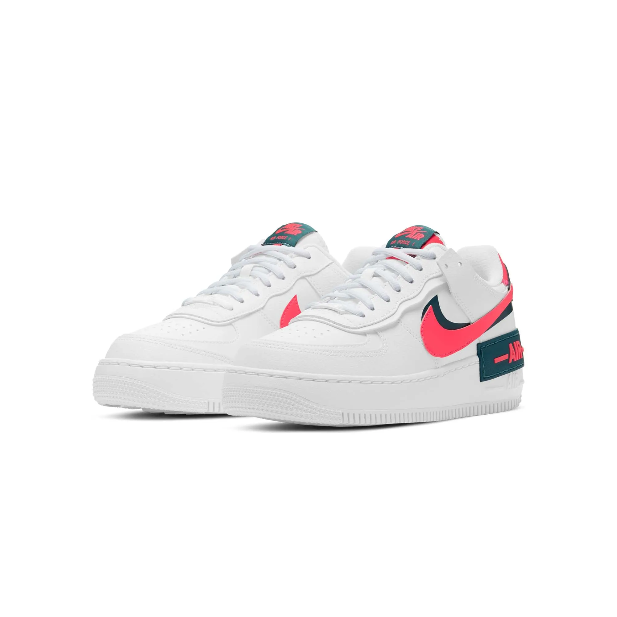Nike Womens Air Force 1 Shadow Shoes White/Dark Teal