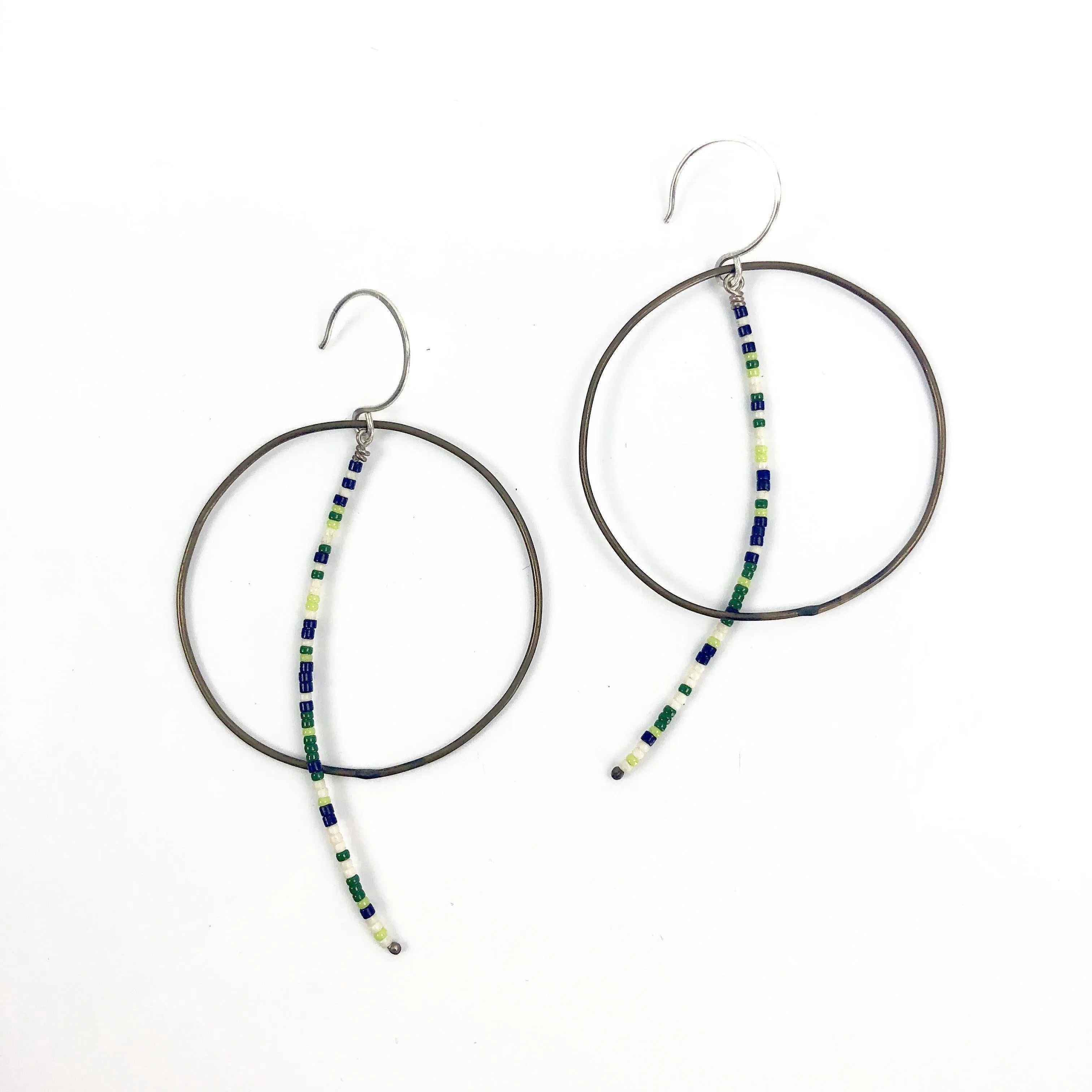 Olivia de Soria Earrings: Brass Circular Beaded Line