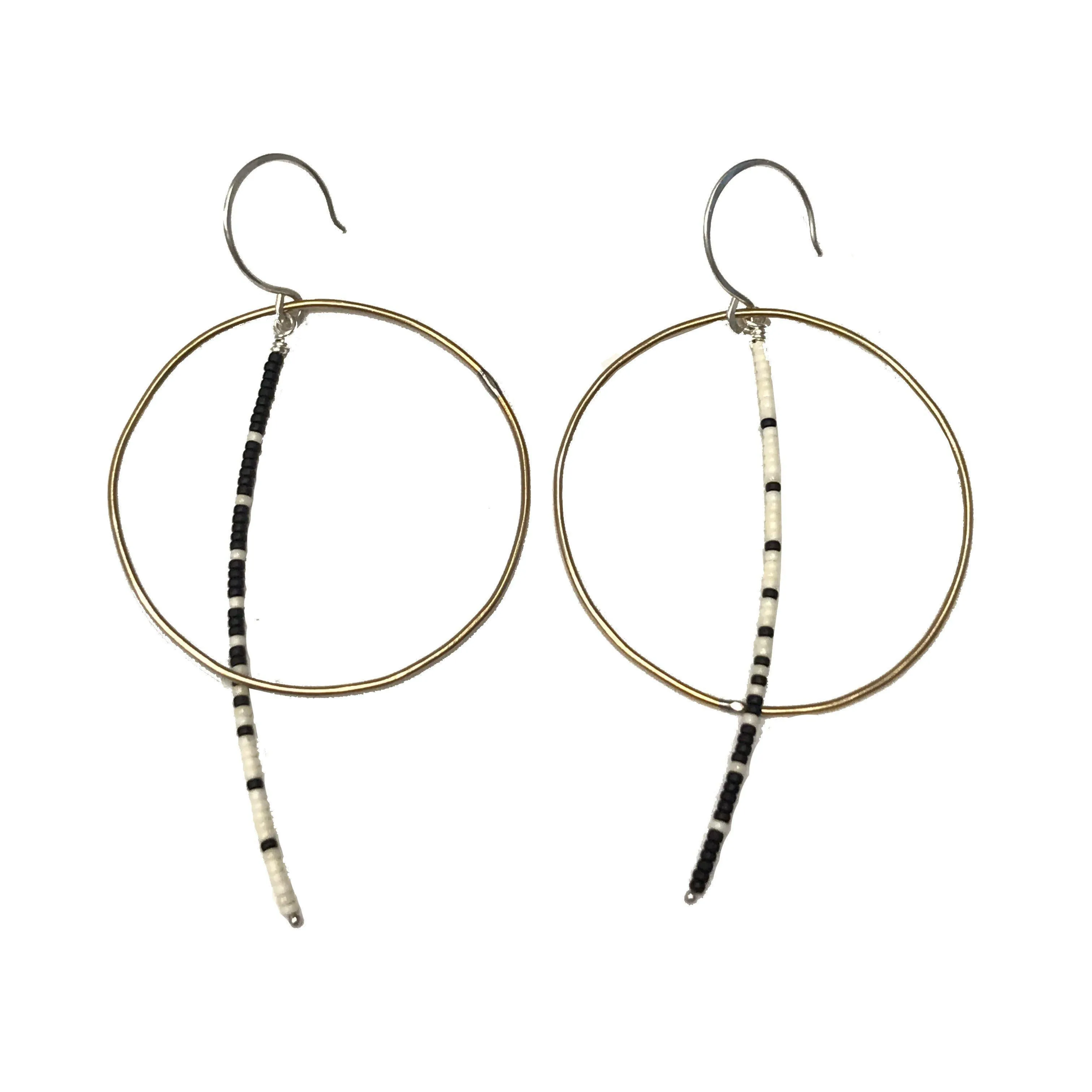 Olivia de Soria Earrings: Brass Circular Beaded Line