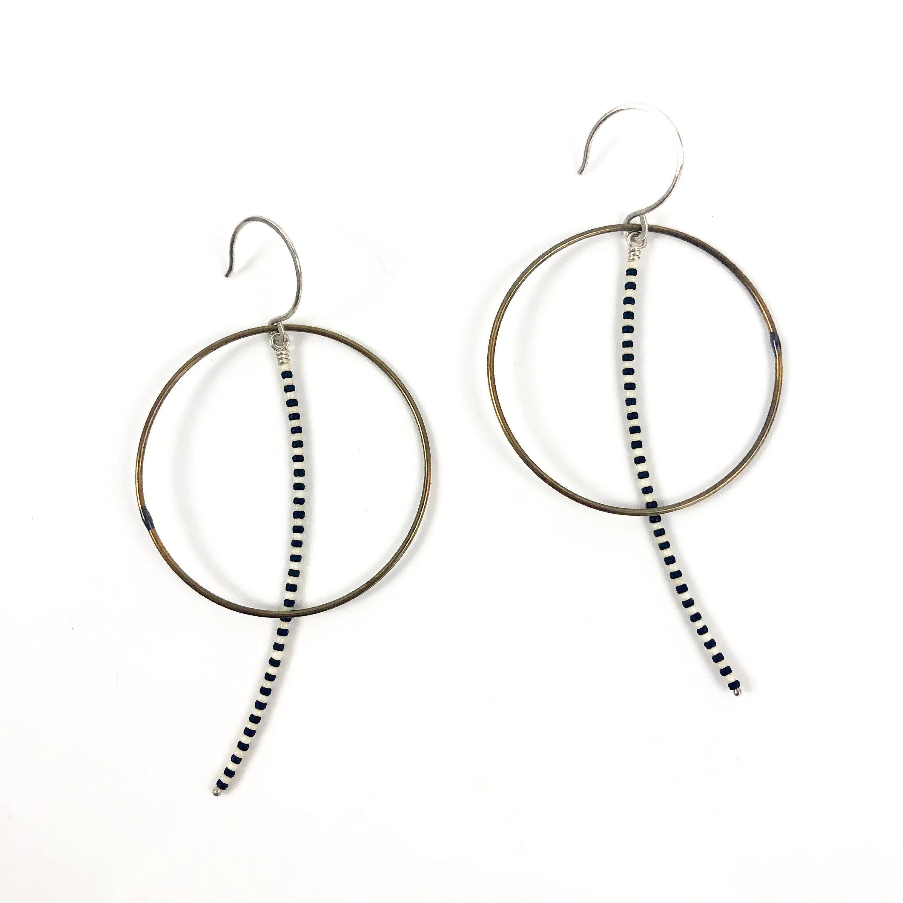 Olivia de Soria Earrings: Brass Circular Beaded Line