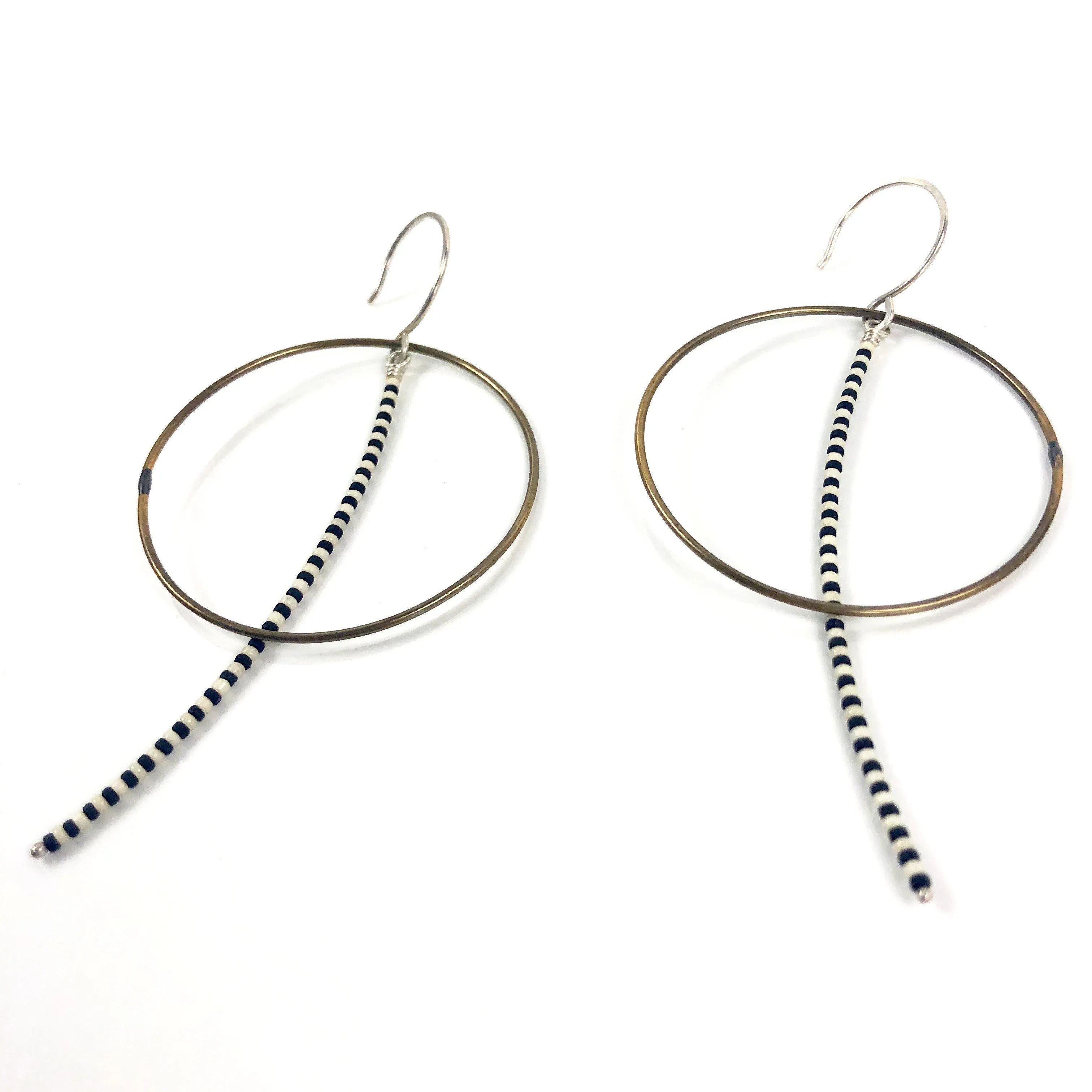 Olivia de Soria Earrings: Brass Circular Beaded Line