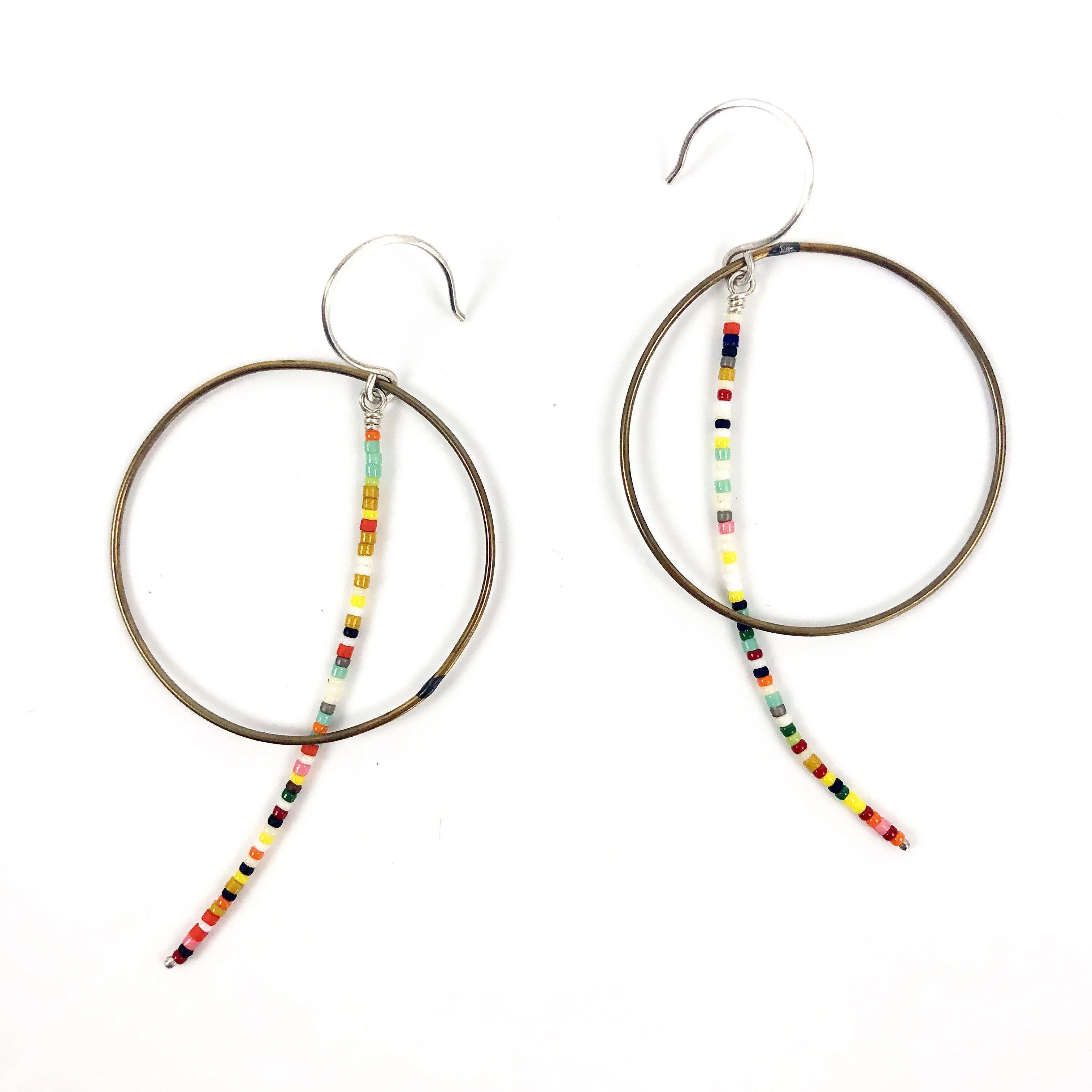 Olivia de Soria Earrings: Brass Circular Beaded Line