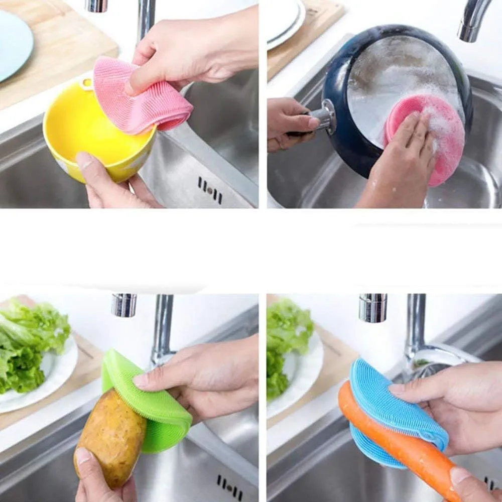 Pack of 3 2020 New Multi-Purpose Silicone DishWasher Sponge Multi Color