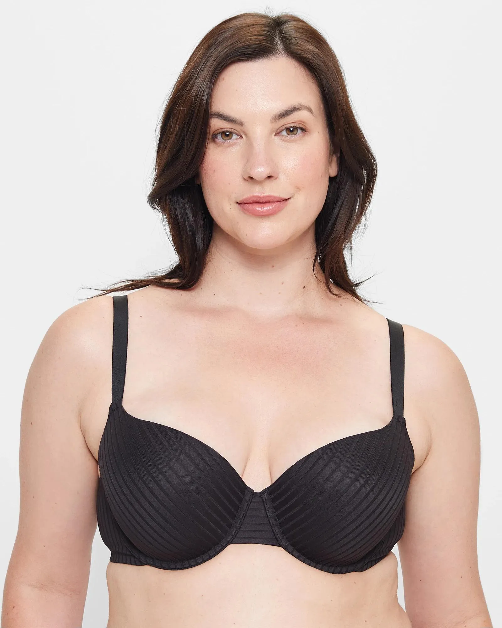 popular  Plus Size Fuller Cup Stripe T-Shirt Bra - Black
