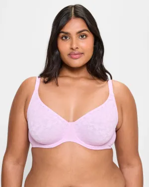 popular  Plus Size Lace Moulded T-Shirt Bra - Orchid Bouquet