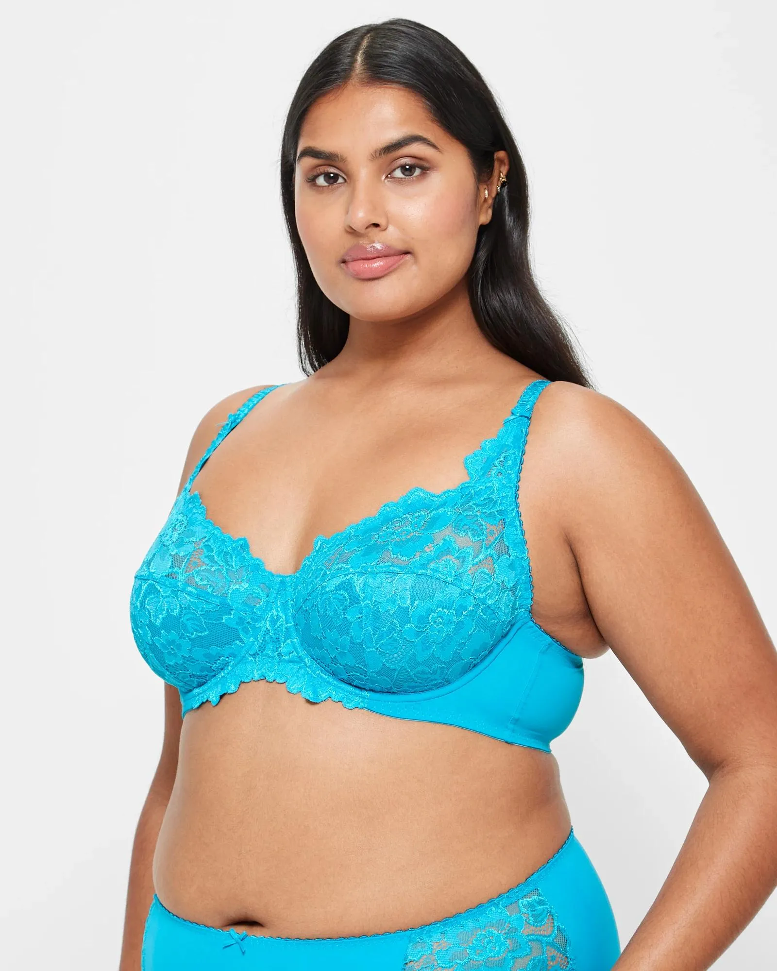 popular  Plus Size Soft Cup Underwire T-Shirt Bra - Algiers Blue