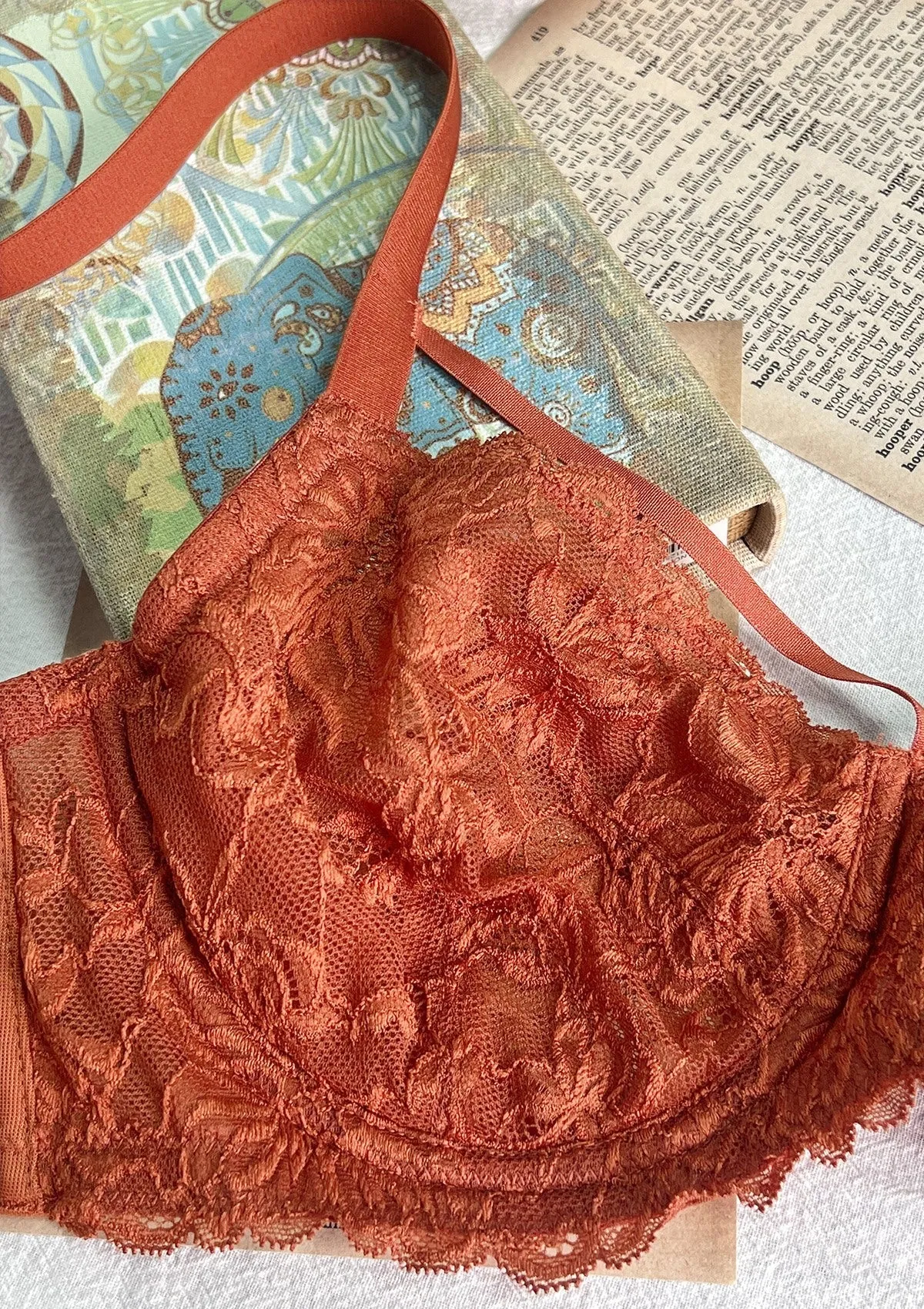 Pretty In Petals Red Unlined Strappy Lace Bra