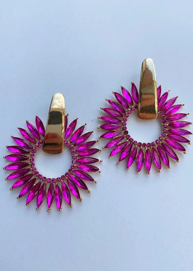 Primrose Jewel Hoops - Fuchsia