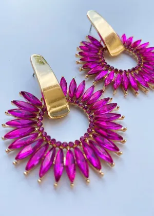 Primrose Jewel Hoops - Fuchsia