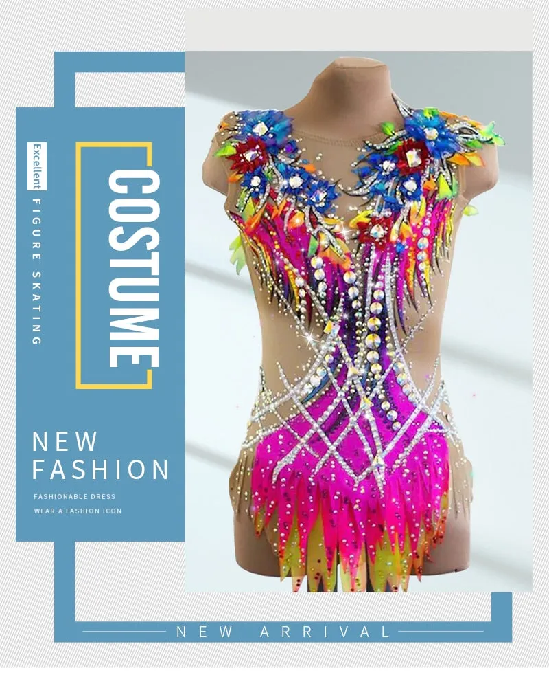 #R331 Stunnig Sleeveless Rhythmic Gymnastics - Rhinestone Competition Costume