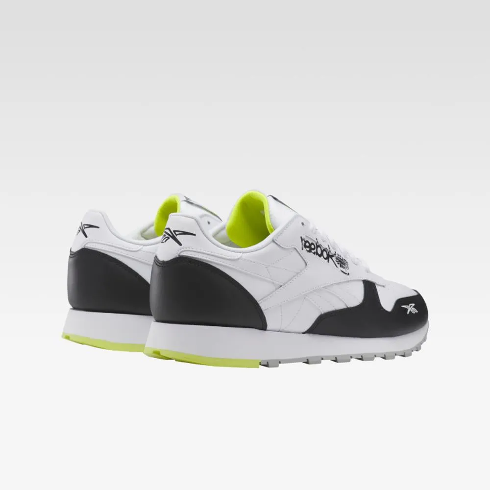 Reebok Footwear Men Classic Leather Shoes CBLACK/FTWWHT/ACIYEL