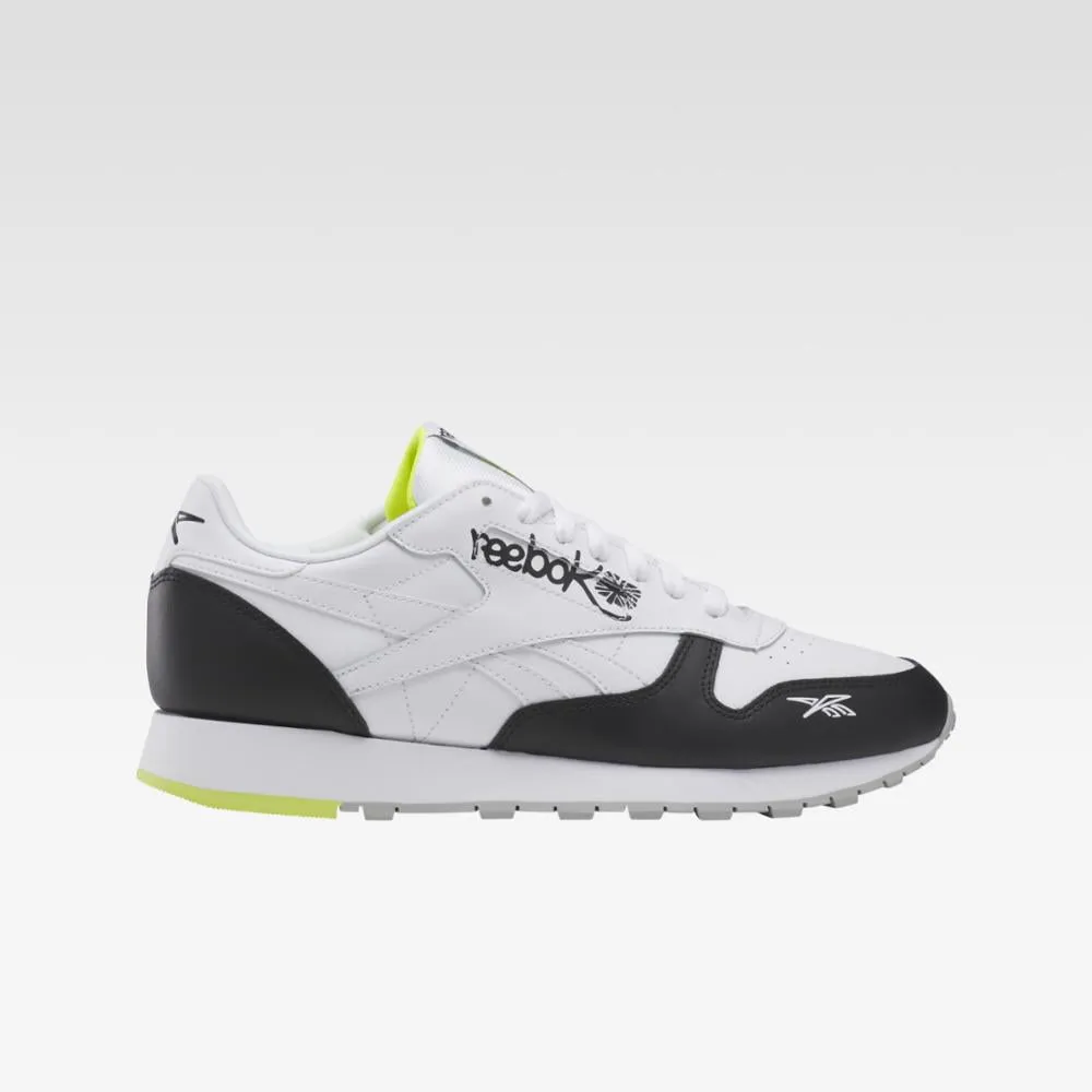 Reebok Footwear Men Classic Leather Shoes CBLACK/FTWWHT/ACIYEL