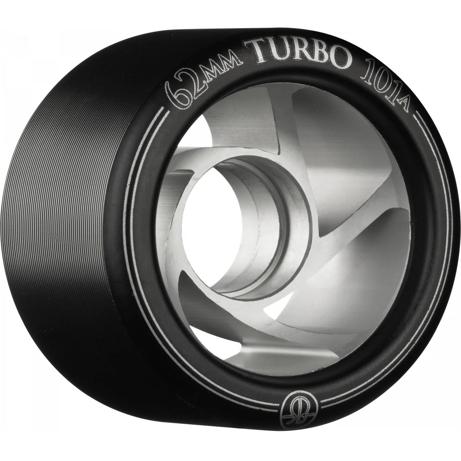 Rollerbones Turbo Wheel Clear Aluminum Hub 62mm 101a - Black (Set of 8)