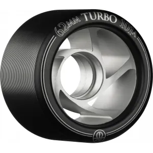 Rollerbones Turbo Wheel Clear Aluminum Hub 62mm 101a - Black (Set of 8)