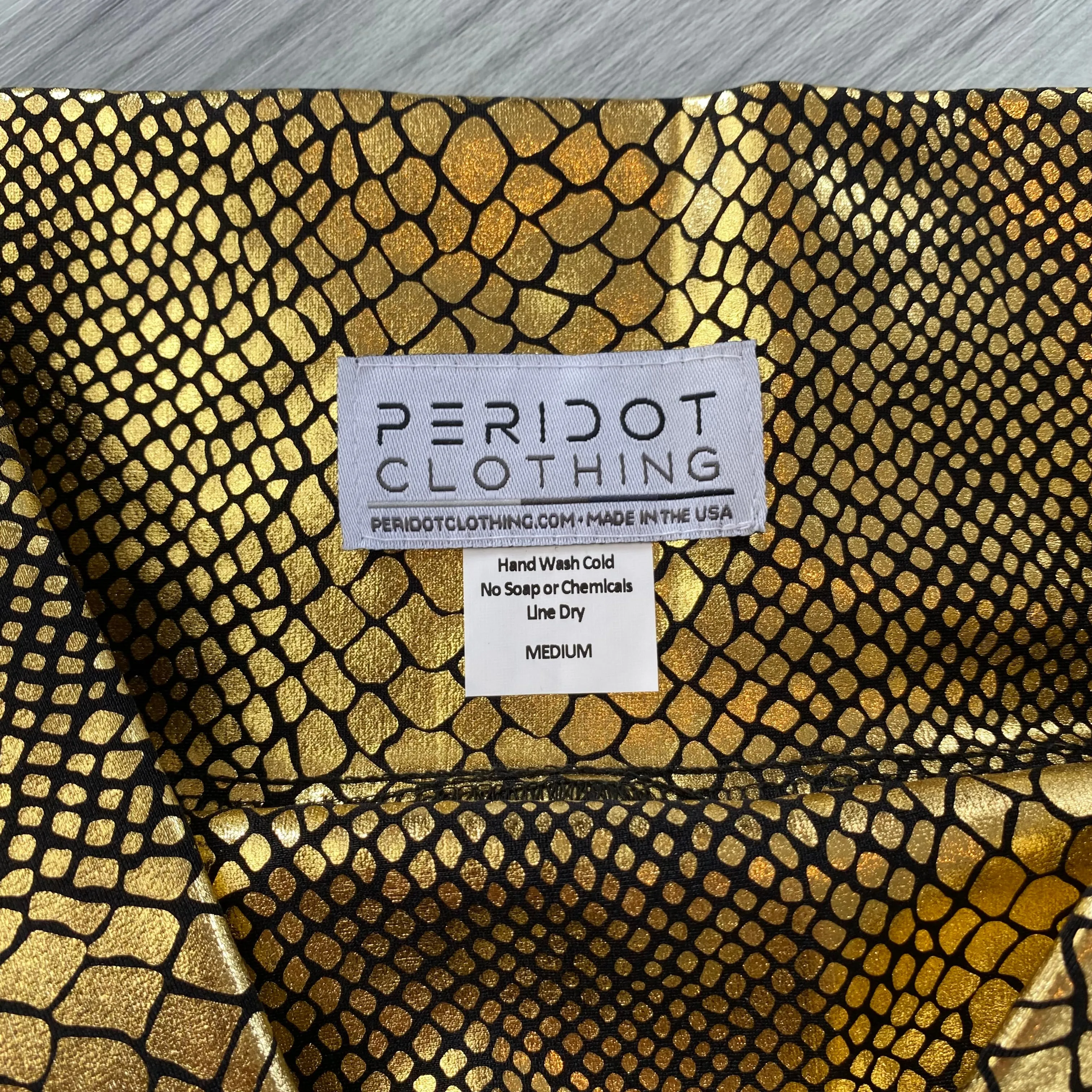 SALE - MEDIUM - High Waisted Ruched Booty Shorts - Gold Snakeskin Metallic