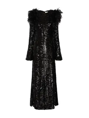 Sequin Dress With Feathers
