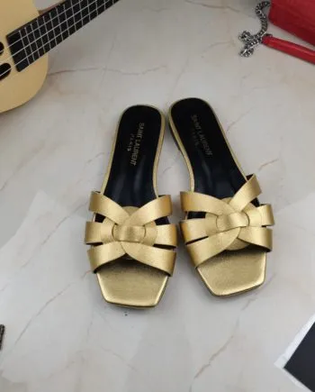 SLY Women's Tribute Flat Mules Gold For Women
