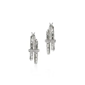 Sterling Silver Spear Diamond Small Hoop Earrings