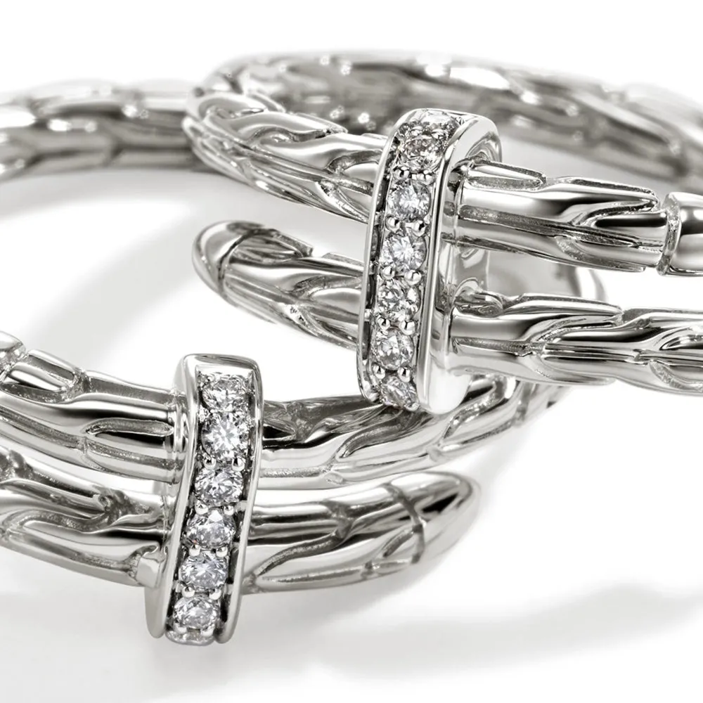 Sterling Silver Spear Diamond Small Hoop Earrings