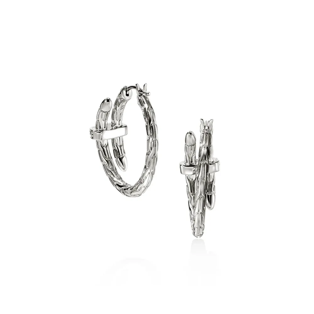 Sterling Silver Spear Diamond Small Hoop Earrings