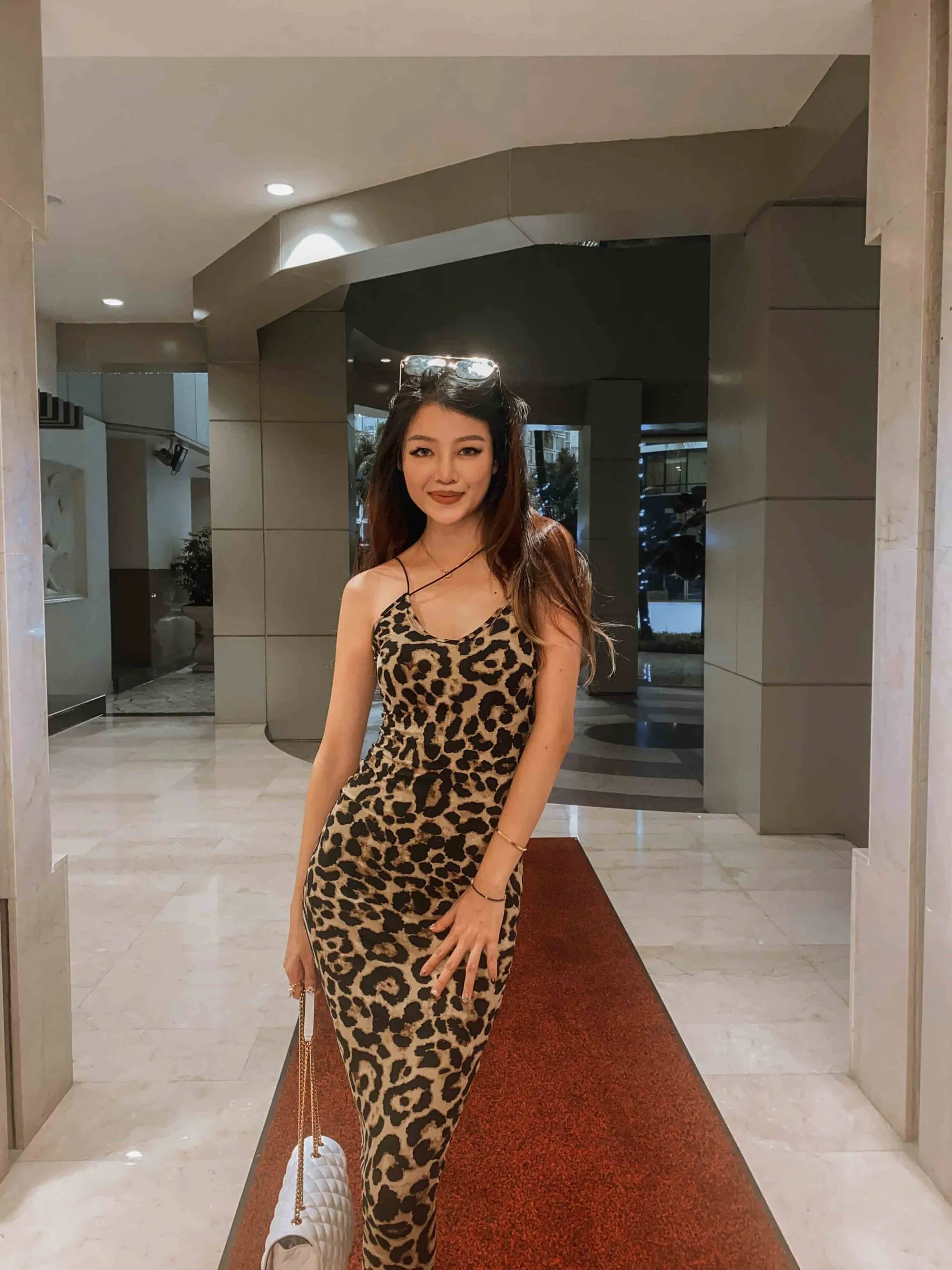 Terellei Strappy Midi Dress in Leopard Print