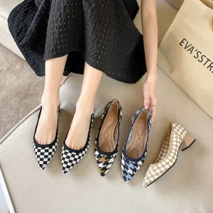 Wjczt Women's large high-heeled shoes 2023 new women's spring and autumn summer pointy knitting fashion breathable beautiful color