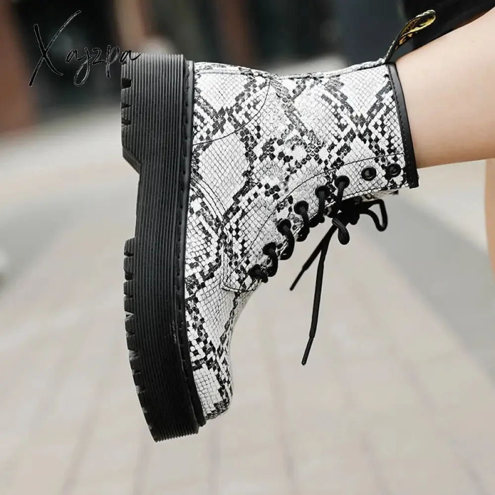 Xajzpa - Genuine Leather Ankle Boots Women Winter Shoes Thigh High Boots 2023 Brand Black Platform Heels Luxury Ladies Boot Booties Woman
