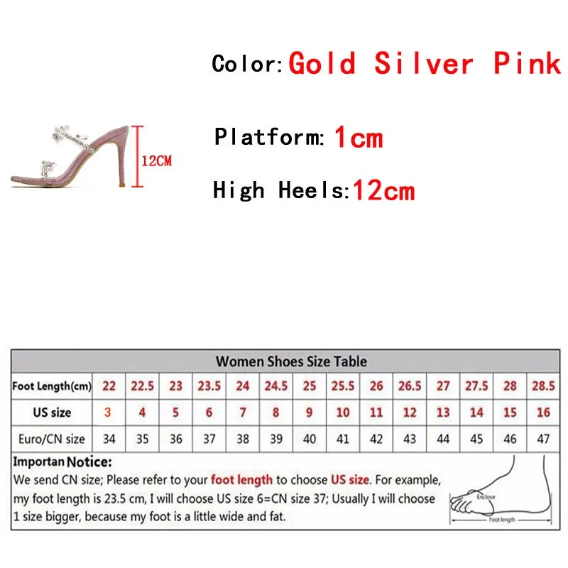 xiangtuibao Sexy Crystal Rhinestone High Heels Party Slippers Fashion Snake Print Open Toe Transparent Sandals Sliders Shoes Women